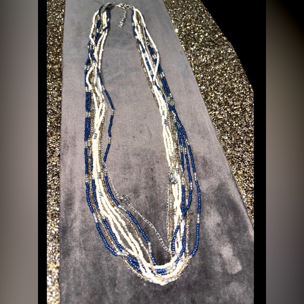 Maurices Multti beaded Blue/Grey/Metallic/White
              Necklace. OSFA